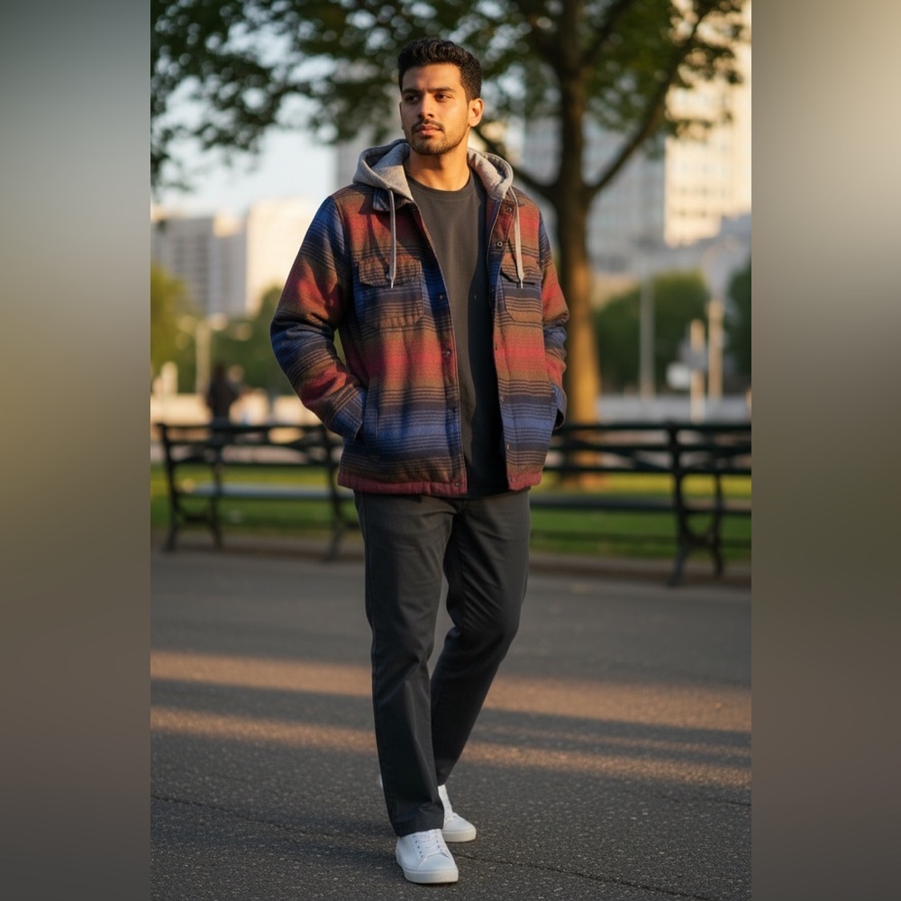 Burton Men's Red and Blue Hooded Jacket